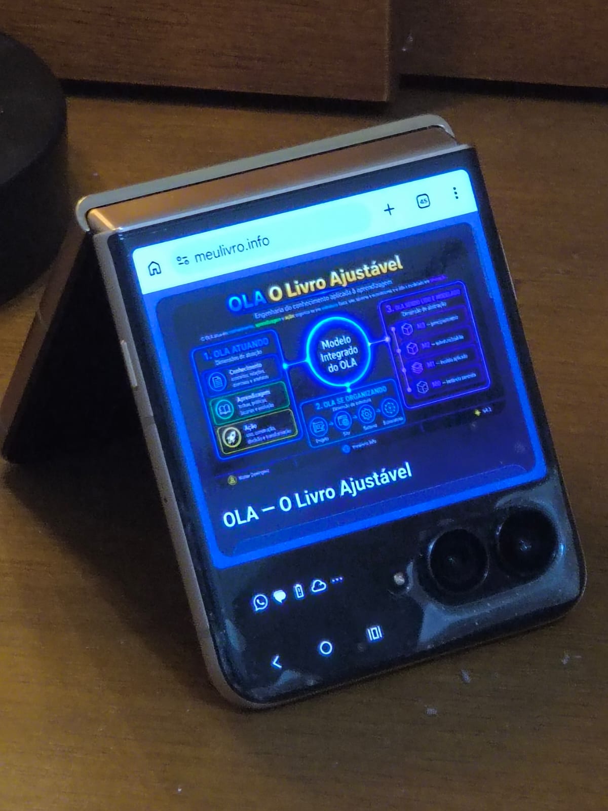 Smartphone exibindo uma página do OLA