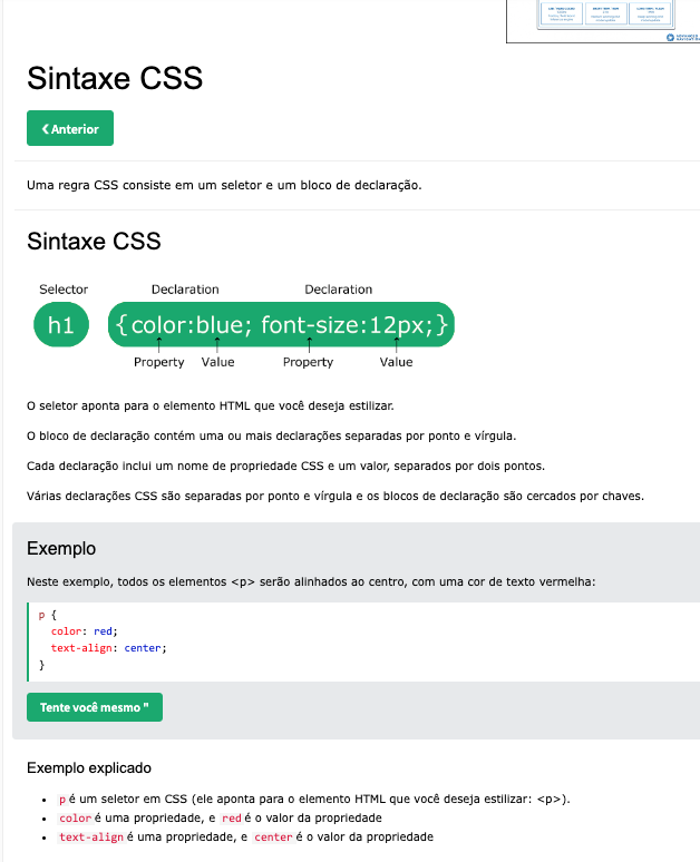 Sintaxe do CSS